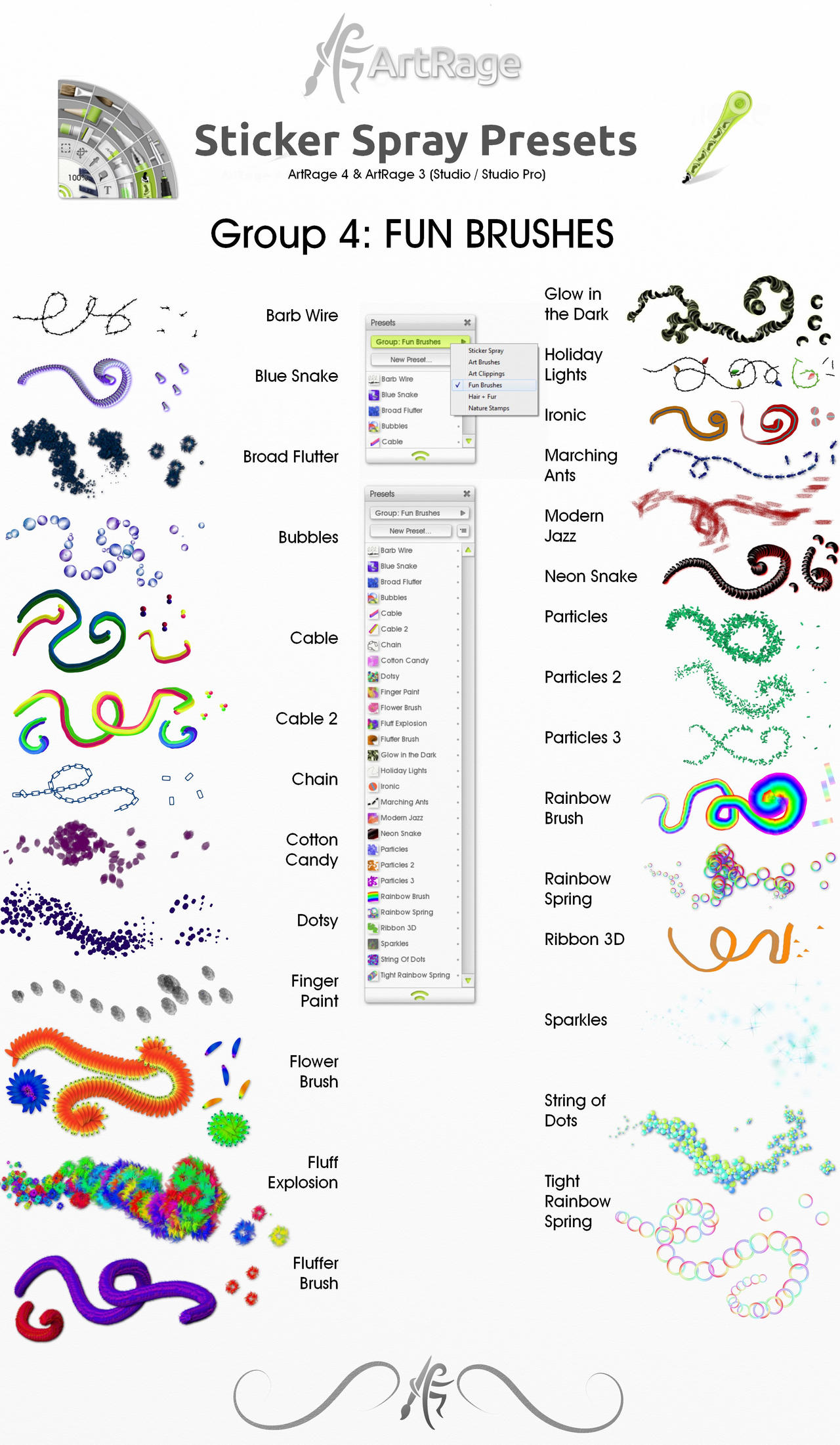 ArtRage Sticker Spray Presets: 'Fun Brushes'