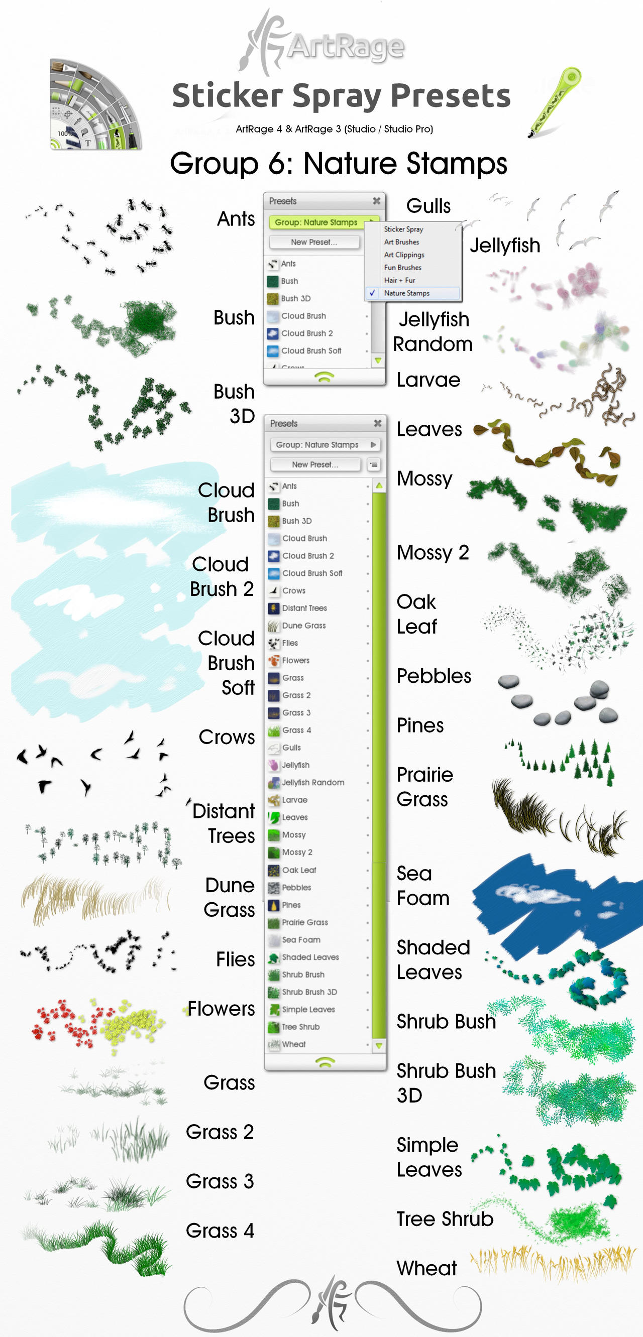 ArtRage Sticker Spray Presets: 'Nature Stamps'