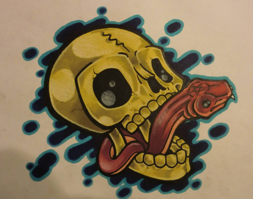skull slipping snake tongue