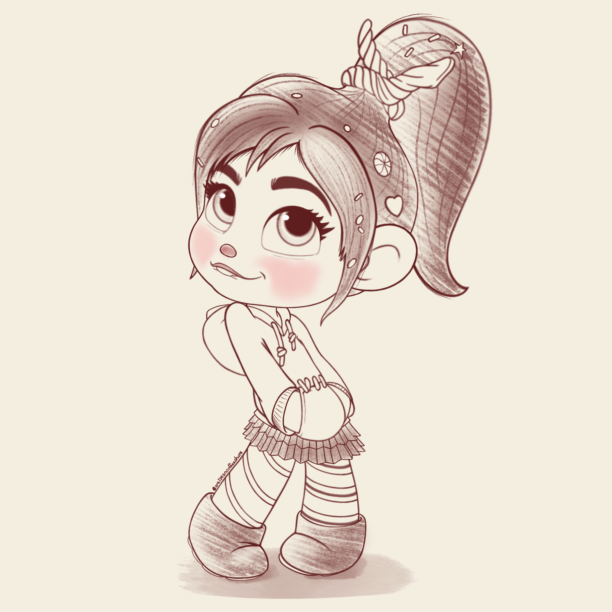 Vanellope - Cute and Sketchy WIP by artistsncoffeeshops on DeviantArt