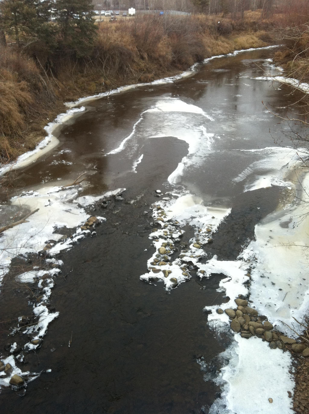 River covered with snow.