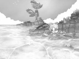 Marine Playing On The Shore By Aeriethedewdragon