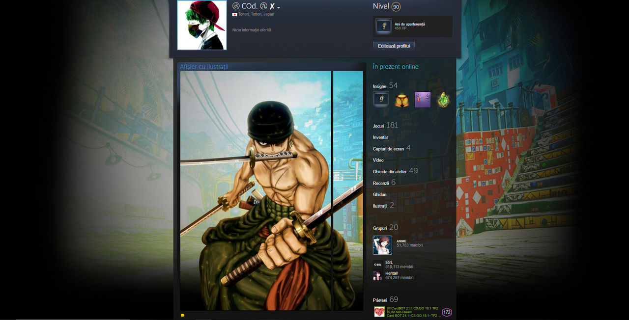Steam Artwork Showcase Profile Roronoa Zoro By Manyousogood On Deviantart