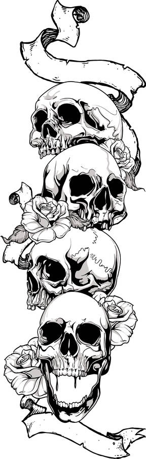 4 skulls tattoo