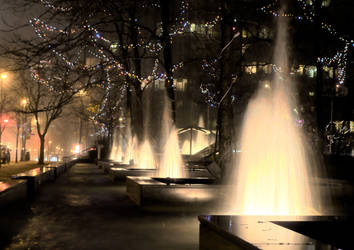 Fountains in Fog