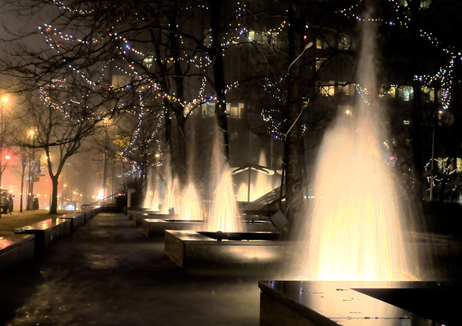 Fountains in Fog