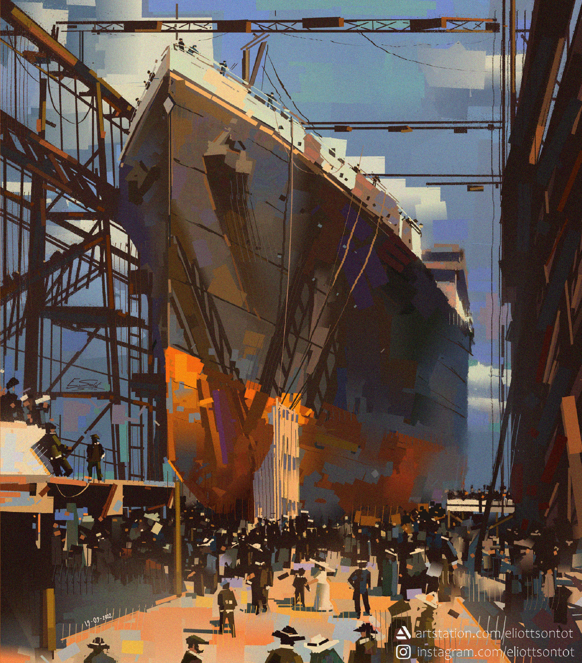 Titanic View Deviantart The Launch of the Titanic by EliottSontot on DeviantArt