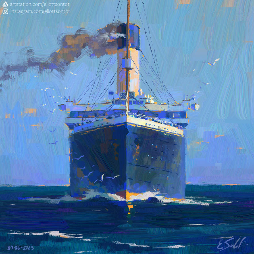 Titanic View Deviantart Titanic at sea by EliottSontot on DeviantArt