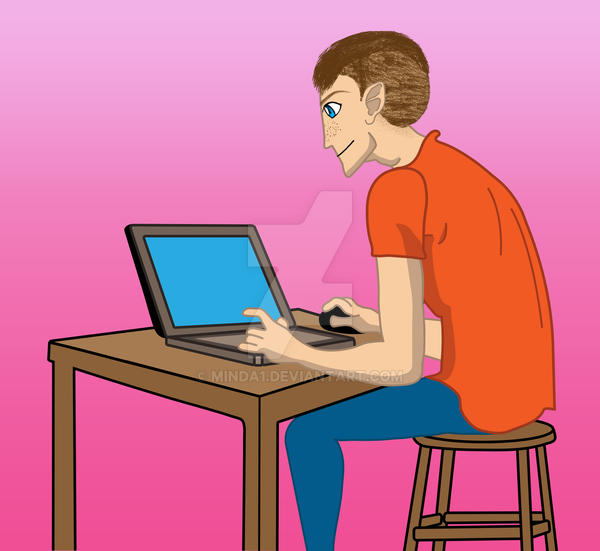 Guy on computer by Minda1 on DeviantArt
