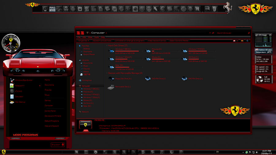 Windows 7 Themes: Ferrari