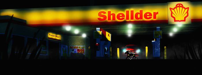 Gas stations at night