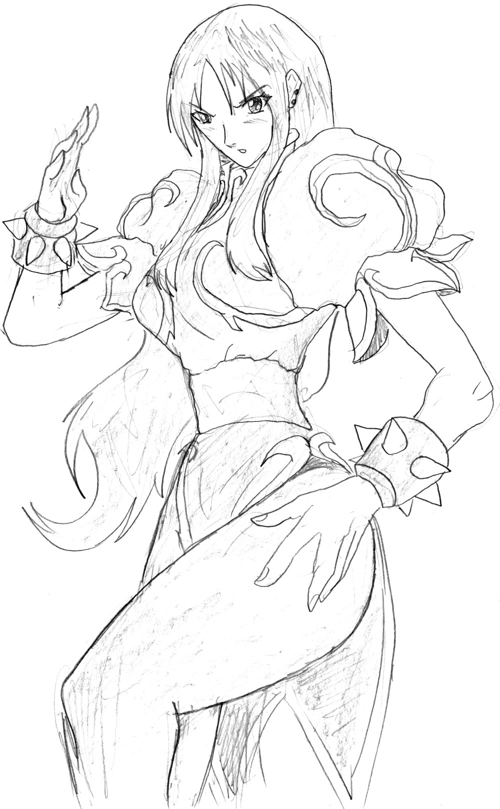 Chun-Li free hair sketch