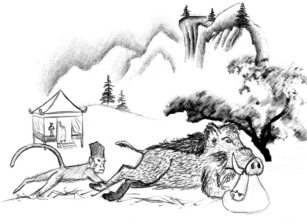 Boar Monkey Deviantart THE SAGACIOUS MONKEY AND THE BOAR Illustration by NeoZeroX on DeviantArt