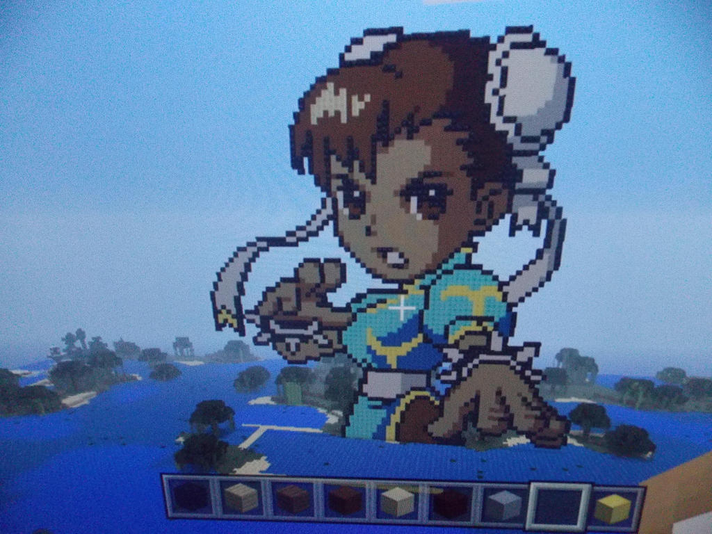 Chun Li created in Minecraft creative, by DarrenTConnor on DeviantArt
