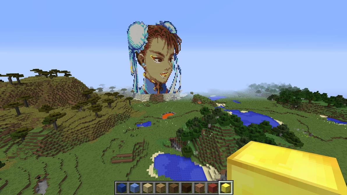 Chun Li surveys the minecraft landscape by DarrenTConnor on DeviantArt