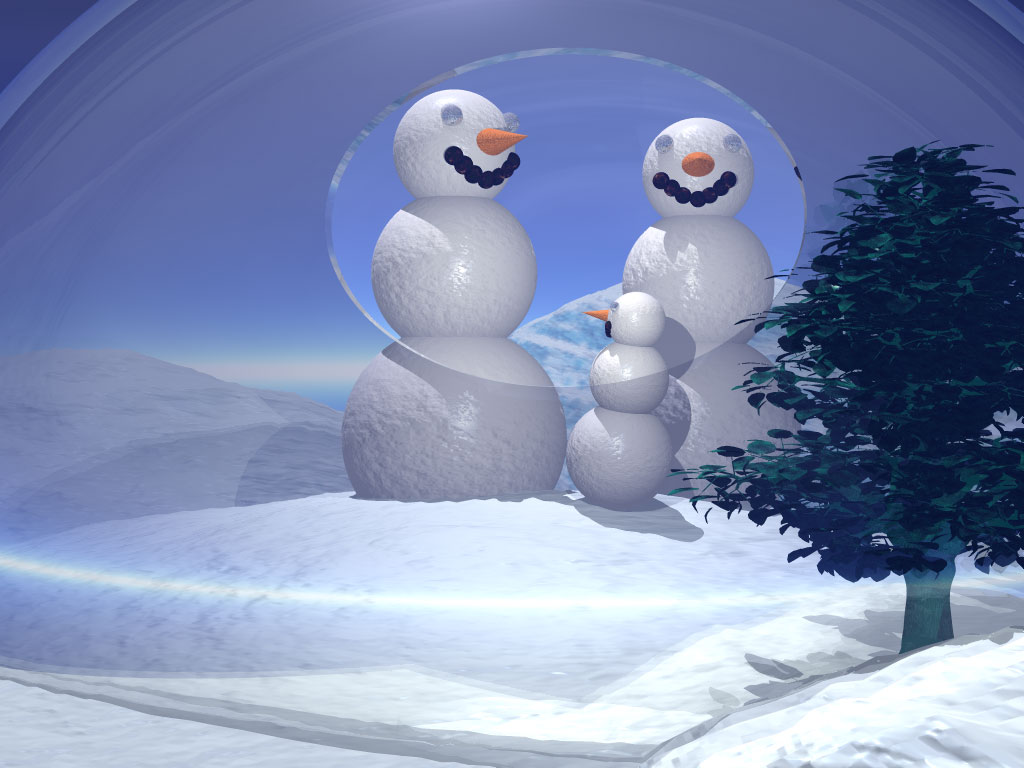 Snowman Family at Night