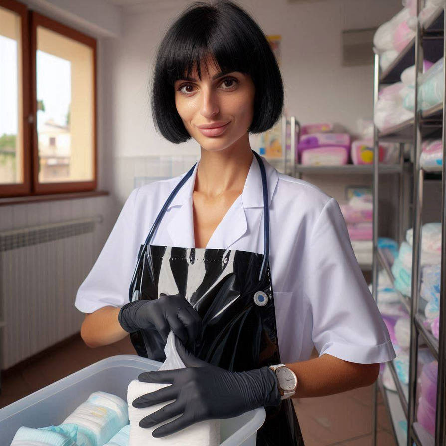 Nurse In Black PVC Apron With Diapers By Acathelas On DeviantArt nurse-in-black-pvc-apron-with-diapers-by-acathelas-on-deviantart