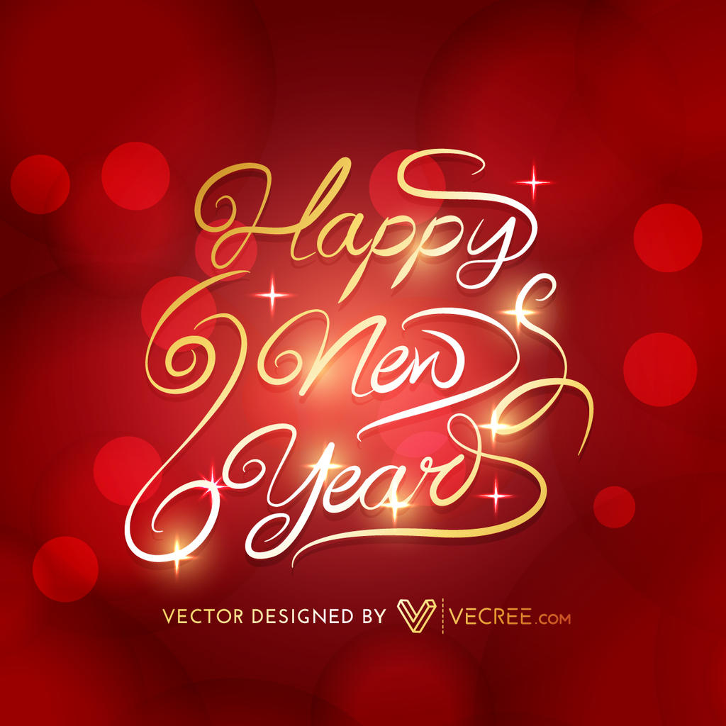 Happy New Year In Gold Free Vector