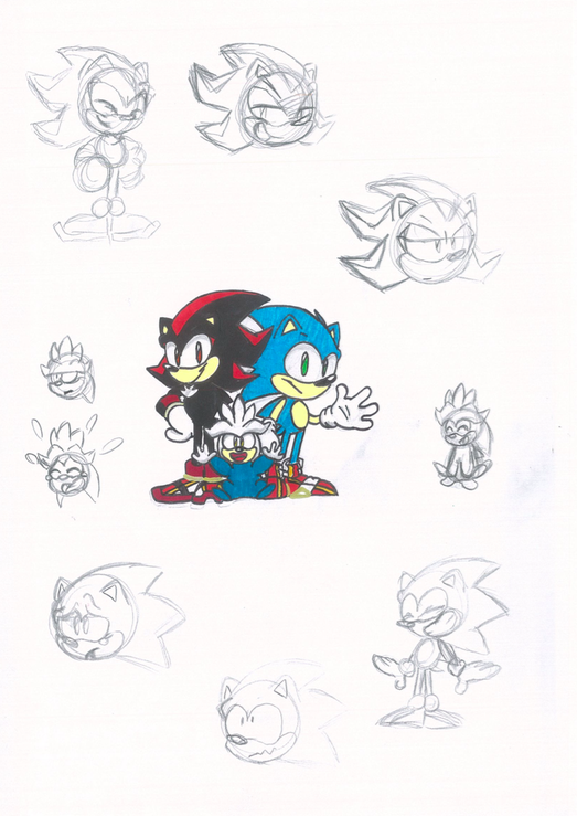 Sonic-Shadow-Silver.:lineart:. by DarkCatSoul on DeviantArt