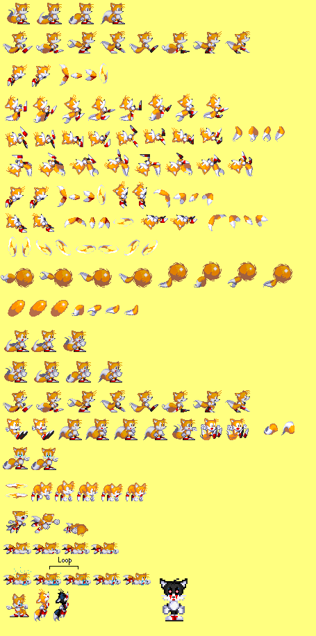 Exetior's Tails sprite sheet by IzanagiUniverse on DeviantArt