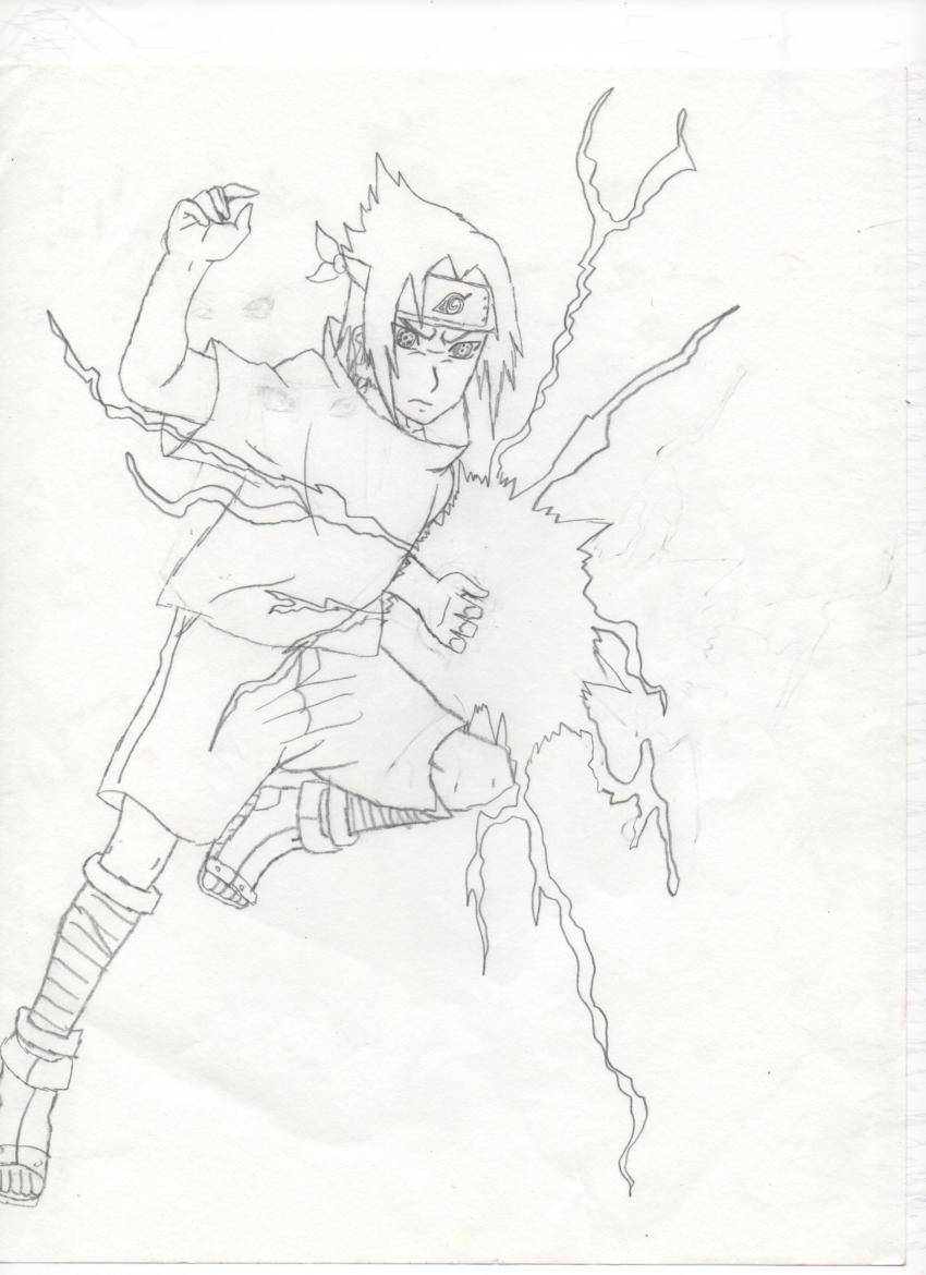 DESENHANDO O SASUKE UCHIHA com CHIDORI ( Draw Sasuke - como