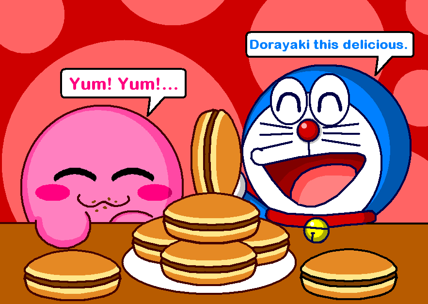 Kirby And Doraemon Eating Dorayaki By Cuddlesnam On Deviantart Kirby And Doraemon Eating Dorayaki By Cuddlesnam On Deviantart