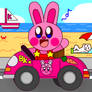 Kirby Bunny Chibi Car Driving Ride in Beach