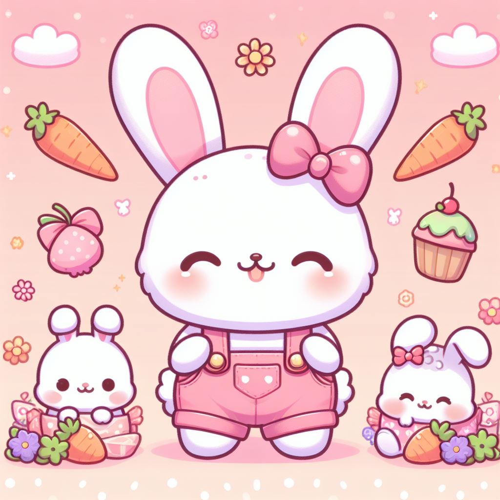 Kawaii Bunny With Pink Overalls #2 (AI Drawing) by Cuddlesnam on DeviantArt