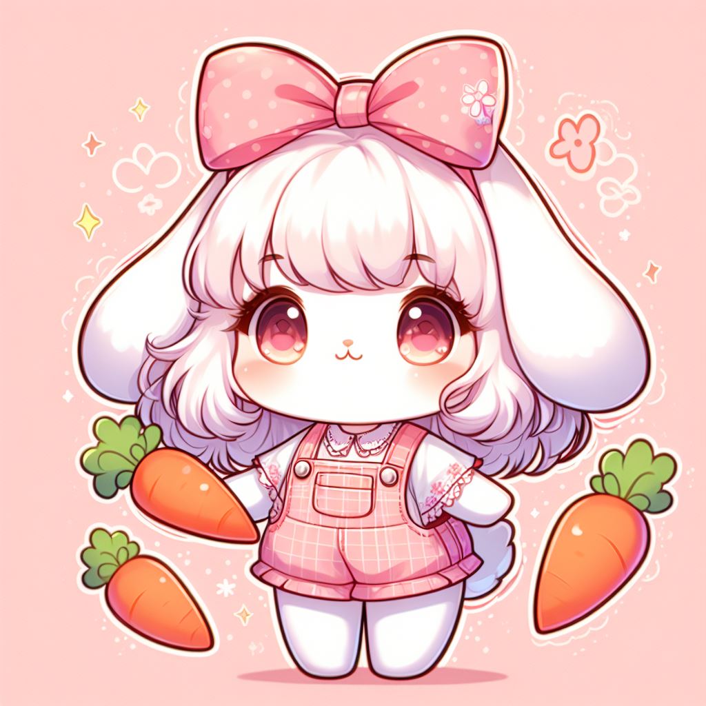 Pink Rabbit Gril Cute Bunny Girl With Pink Overalls #1 (AI Drawing) by Cuddlesnam on ...
