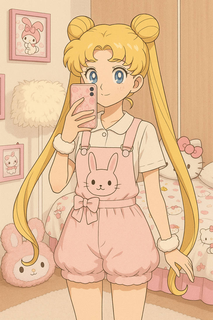 Usagi Hug Rabbit Usagi Tsukino Wear Pink Bunny Overalls Shorts by Cuddlesnam on DeviantArt