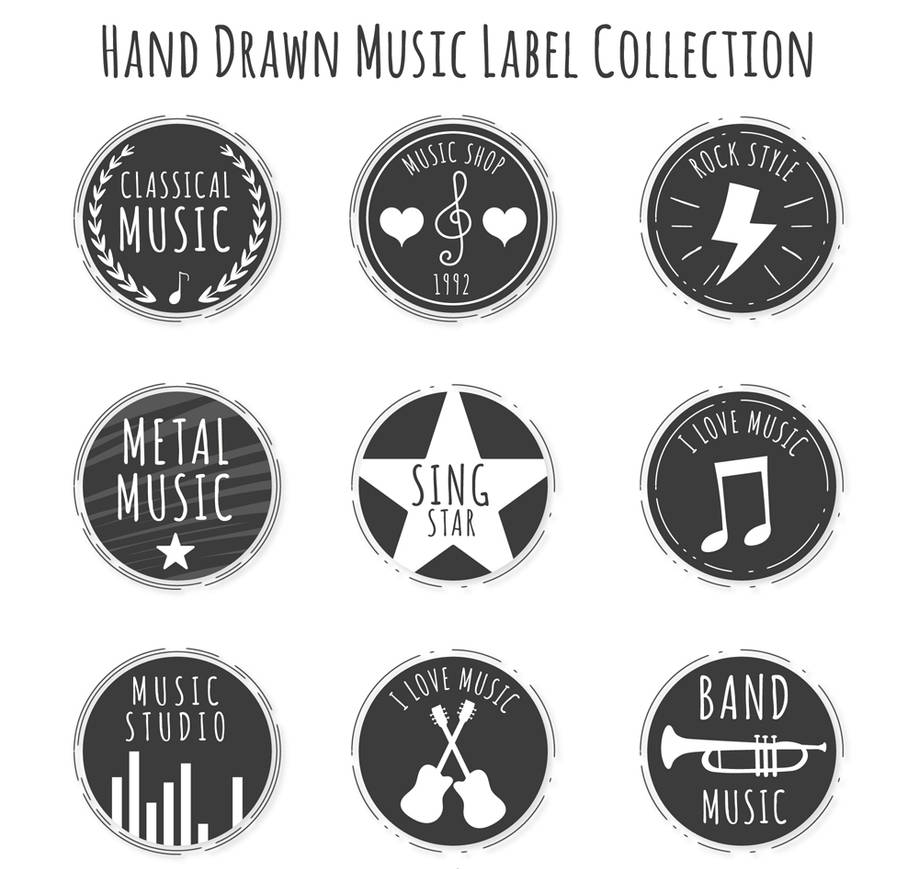 Song Label Designs 9-hand-drawn-music-label-vector-collection by vectorbackground on ...