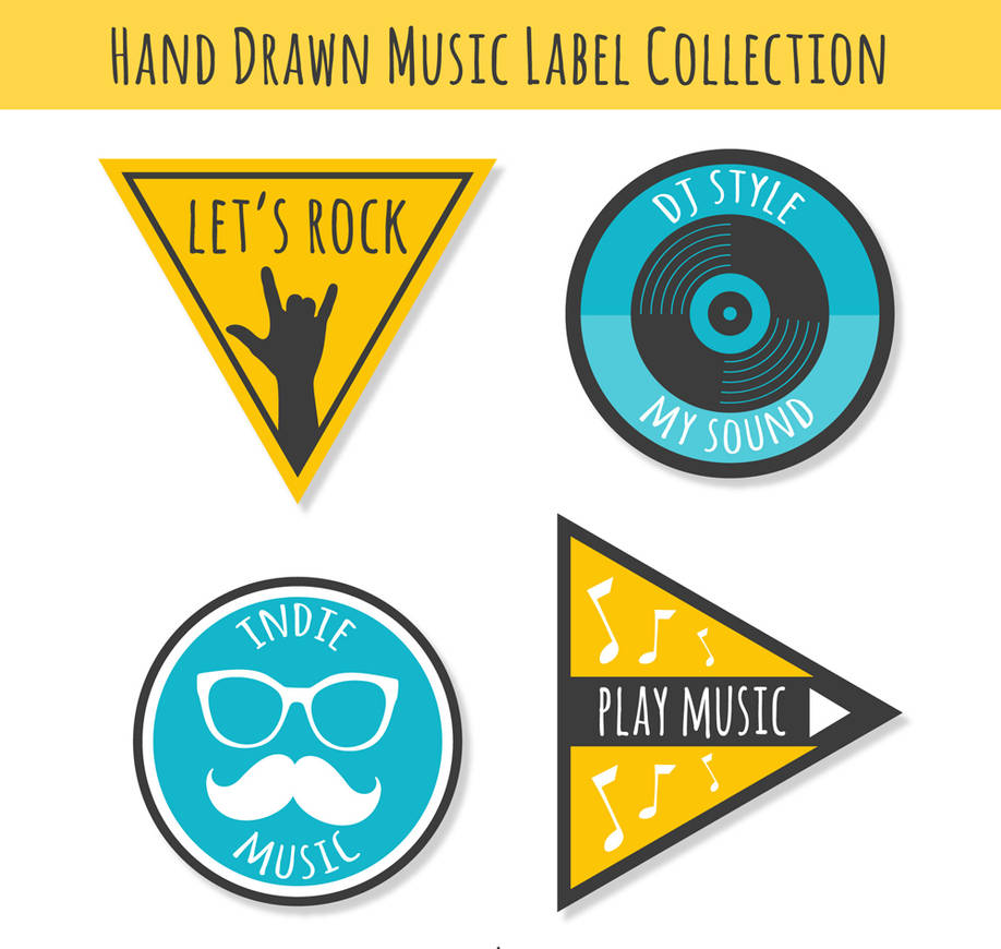 Song Label Designs 4-hand-drawn-music-labels-vector-collection by vectorbackground on ...