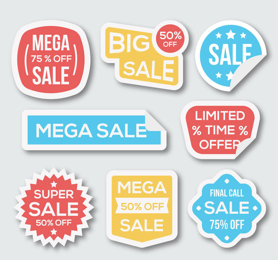 8 Color Promotional Stickers Element Vector by vectorbackground on ...