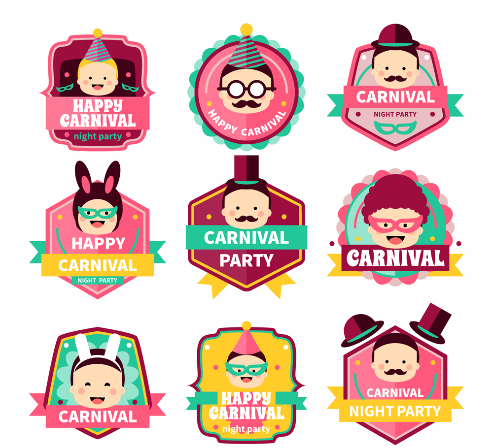 9-creative-carnival-characters-avatar-labels-vecto by vectorbackground ...
