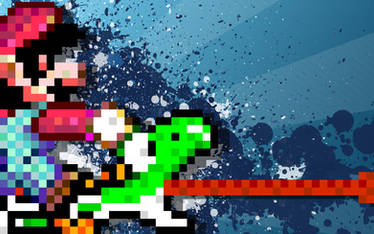 Mario and Yoshi Pixel Walli