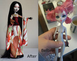 Yurei, Monster high custom - before and after