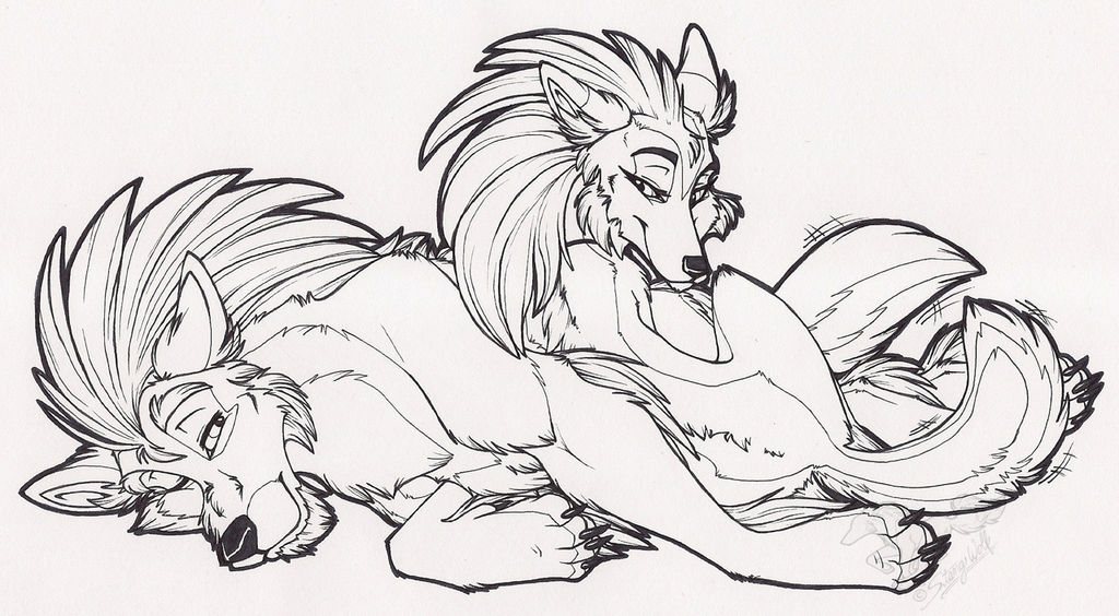 Lounging Wolves Ink by StangWolf
