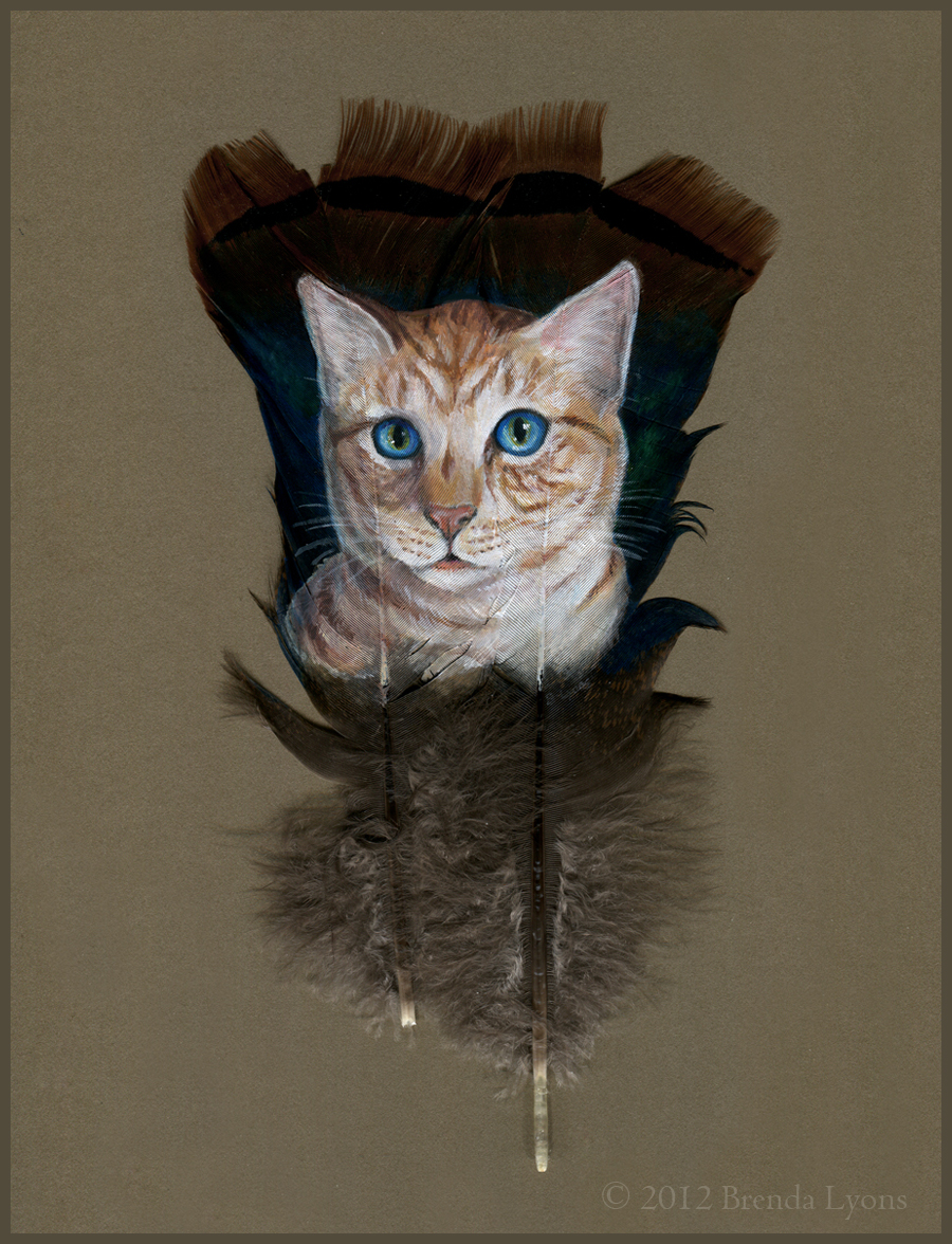 Orange Kitty - Painted Feather