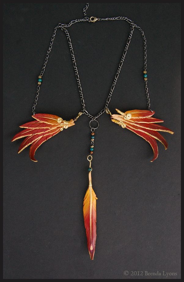 Swirling Phoenix - Leather Pendant