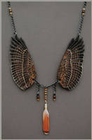 Red Tailed Hawk Wings - Leather Pendant