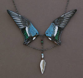 Northern Shoveler Wings - Leather Necklace