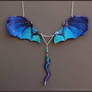 Blue Dragon Wings - Leather Necklace