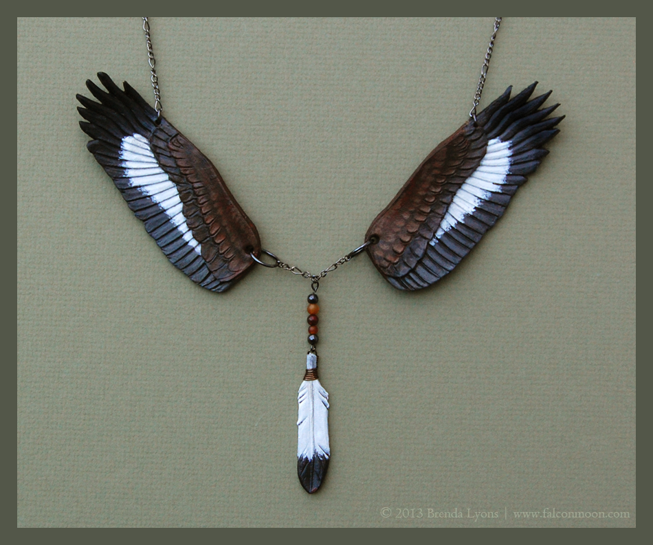 Golden Eagle Wings - Leather Necklace