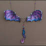 Violet Cobalt Dragon Wings - Leather Necklace