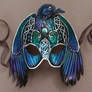 Silver Knotwork Raven - Leather Mask