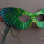 Emerald Wings Leather Mask with Beads