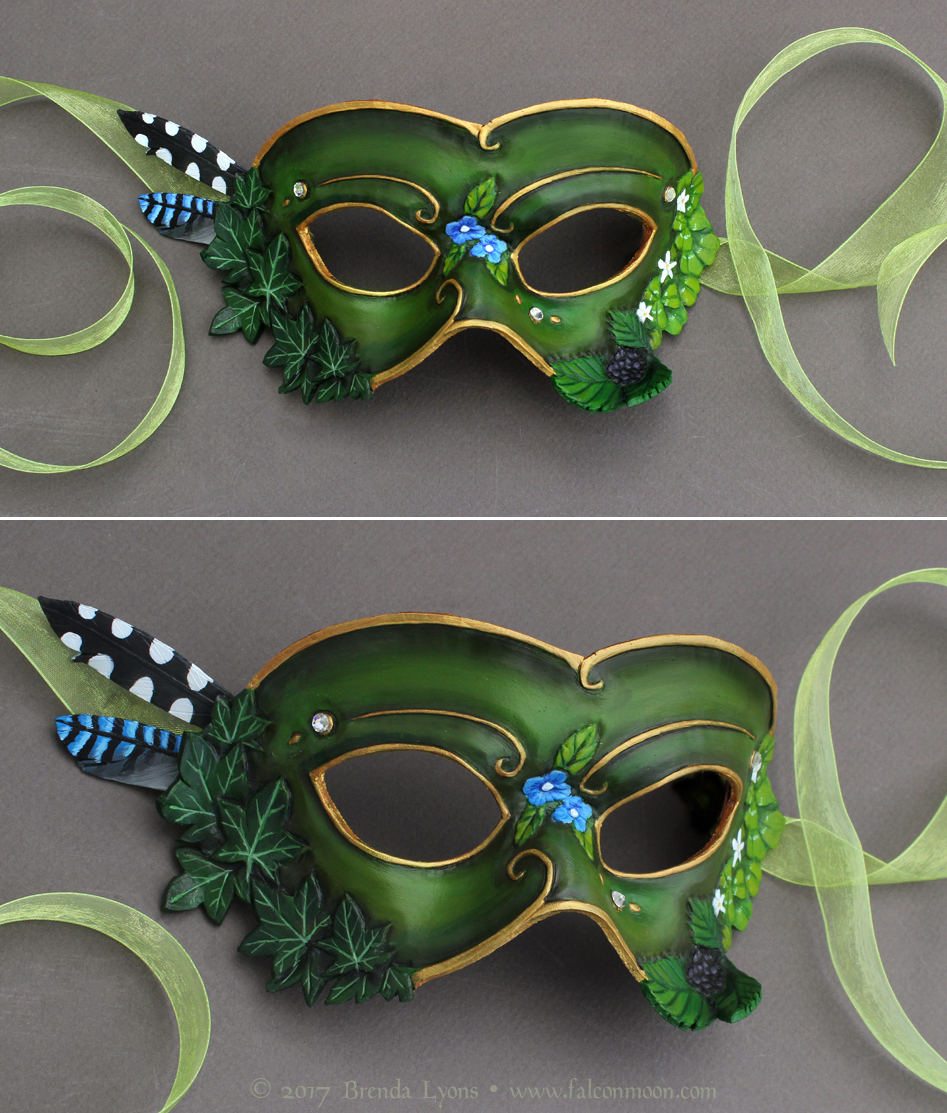 Oxalis and Ivy - Leather Mask with Crystals