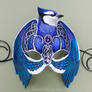 Knotwork Blue Jay - Leather Mask