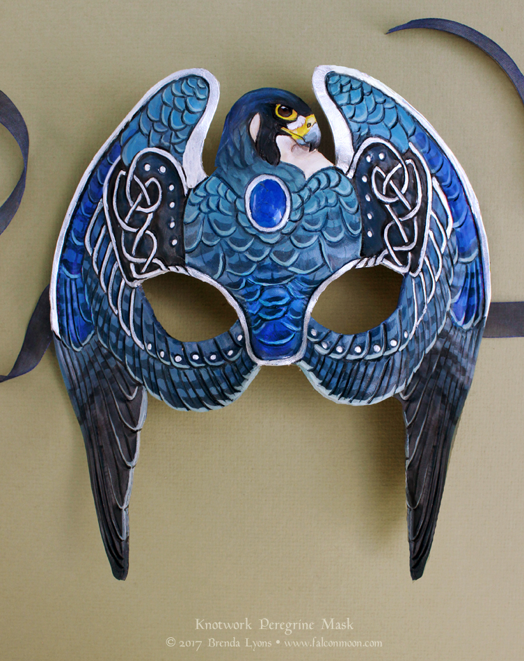 Knotwork Peregrine Falcon - Leather Mask