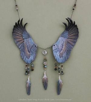 Labradorite Heron - Leather Wings Necklace